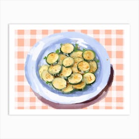A Plate Of Zucchini, Top View Food Illustration, Landscape 4 Art Print