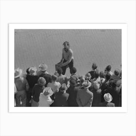 Untitled Photo, Possibly Related To Rodeo Performer Riding Brahma Bull At The Rodeo Of The San Angelo Fat Stock Art Print