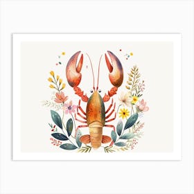 Little Floral Lobster 3 Art Print