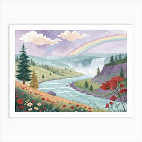 Rainbow River  And Flowers Art Print