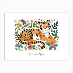 Little Floral Siberian Tiger 1 Poster Art Print