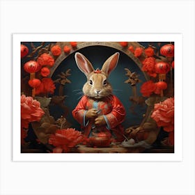 Rabbit In Chinese Costume Art Print