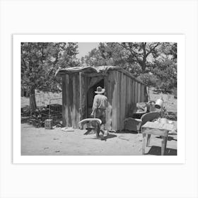 Faro Caudill Taking Household Articles Into Shed For Storage While He Moves His Dugout, Pie Town, New Mexico By Art Print