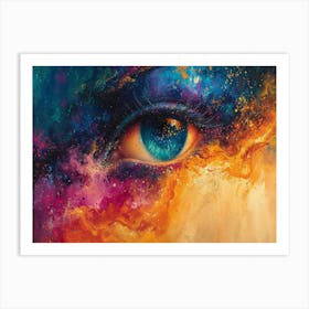 Digital Fusion: Human and Virtual Realms - A Neo-Surrealist Collection. Eye Of The Universe 1 Art Print