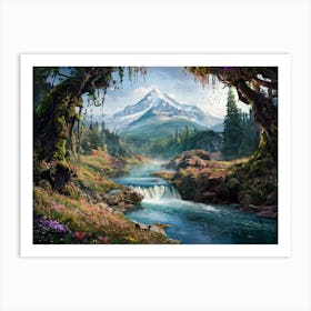 River Mountain with Alps View #3 Art Print