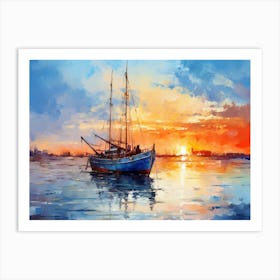 Sunset Sailboat Art Print