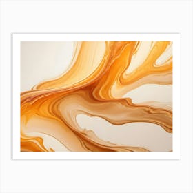 Abstract Image Of Flowing, Golden Liquid, Creating A Swirl And Marbled Effect Art Print