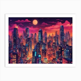 Night City Skyline Art Print