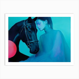 Girl And A Horse Art Print