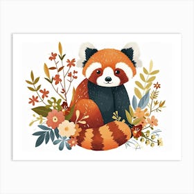 Little Floral Red Panda 3 Art Print