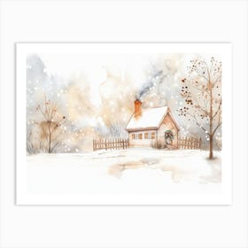 Winter House In The Snow Art Print