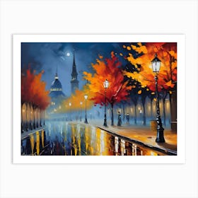 Street Lamp In Autumn 3 Art Print