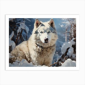 Siberian Husky In The Snow 1 Art Print