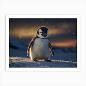 Penguin In The Snow Art Print