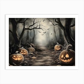 Halloween Pumpkins In The Woods 3 Art Print