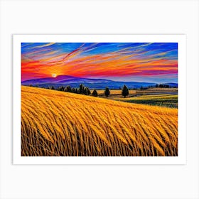 Sunset Wheat Field 1 Art Print