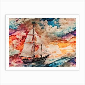 Ship on river Art Print