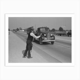 Hitchhiker At City Limits Of Waco, Texas By Russell Lee 1 Art Print