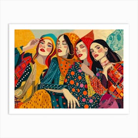 Three Women In Colorful Clothing Art Print