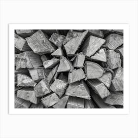 Black And White Wood Pile Art Print