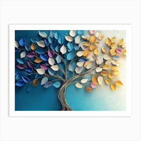 Colorful Tree With Leaves On Hanging Branches 9 Art Print