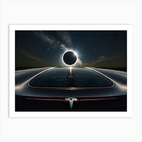 Eclipse Over Tesla Model S Art Print