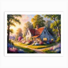 Cottage In The Countryside Art Print