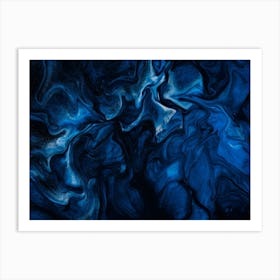 Blue And Black Abstract Painting Art Print