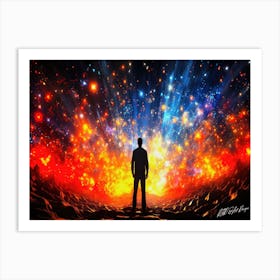 In Awe Of Universe - Man Under The Open Sky Art Print