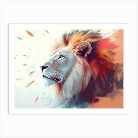 Lion Animal Abstract In Pastel Colors 1 Art Print