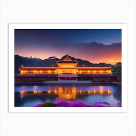 Chinese Temple At Dusk Art Print