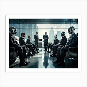 A Diverse Group Of Professionals With Varied Expressions Of Anticipation And Frustration Idled In A (1) Art Print