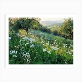 White Flowers In The Meadow 1 Art Print