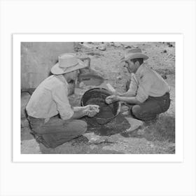 Mexican Cowboys Washing Up After Roundup, Cattle Ranch Near Marfa, Texas By Russell Lee Art Print