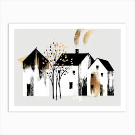 Black And Gold House 1 Art Print