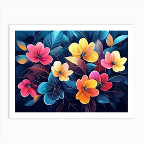 Beautiful Illustration Of Colorful Flowers Art Print