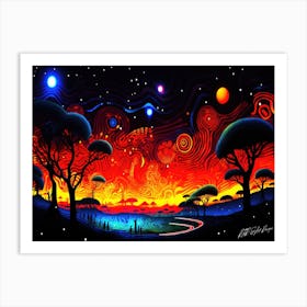 Bright At Night - Sunset Art Print