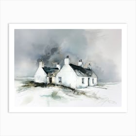 White Cottage In Scotland Art Print