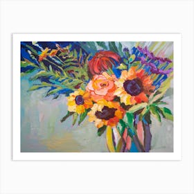 Flowers On Neutral Background Art Print