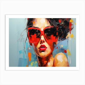 Woman In Red Sunglasses 17 Art Print