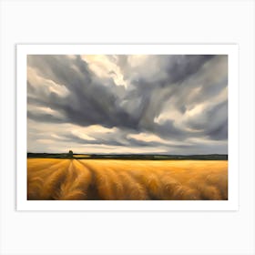 Stormy Wheat Field Abstract 2 Art Print