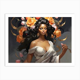 Woman With Flowers 3 Art Print