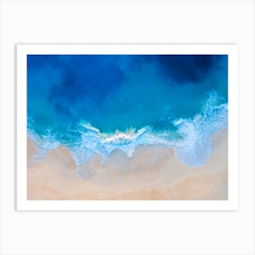 Greece, Seaside, beach and wave #7. Aerial view beach print. Sea foam Art Print