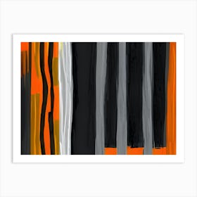 Orange And Black Abstract Painting Art Print