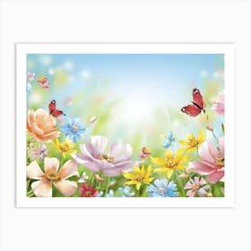 Colorful Flowers Background Art Print