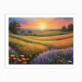 Sunset In The Meadow 24 Art Print