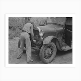 Migrant Boy Getting Ready To Crank His Car, Muskogee, Oklahoma By Russell Lee Art Print