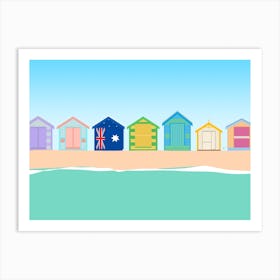 Brighton Beach Bathing Boxes, Melbourne, Australia Art Print