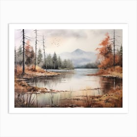 A Painting Of A Lake In Autumn 56 Art Print