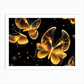 Golden Butterflies 6 Art Print